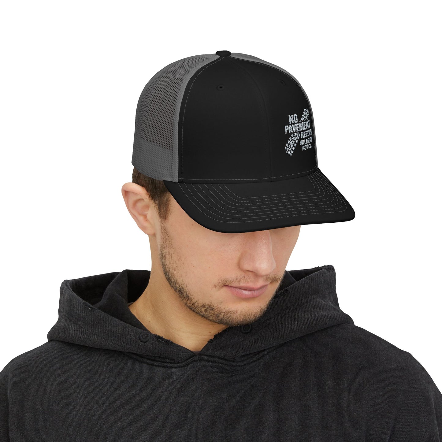 No Pavement Needed Embroidered Snapback Trucker Cap