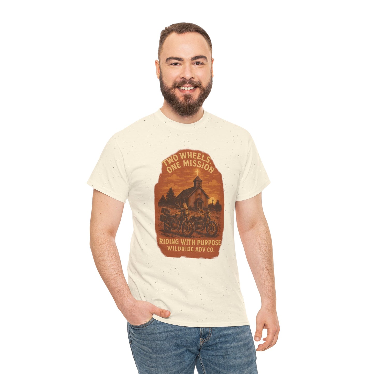 Adventure Motorcycle T-Shirt, Two Wheels One Mission Tee