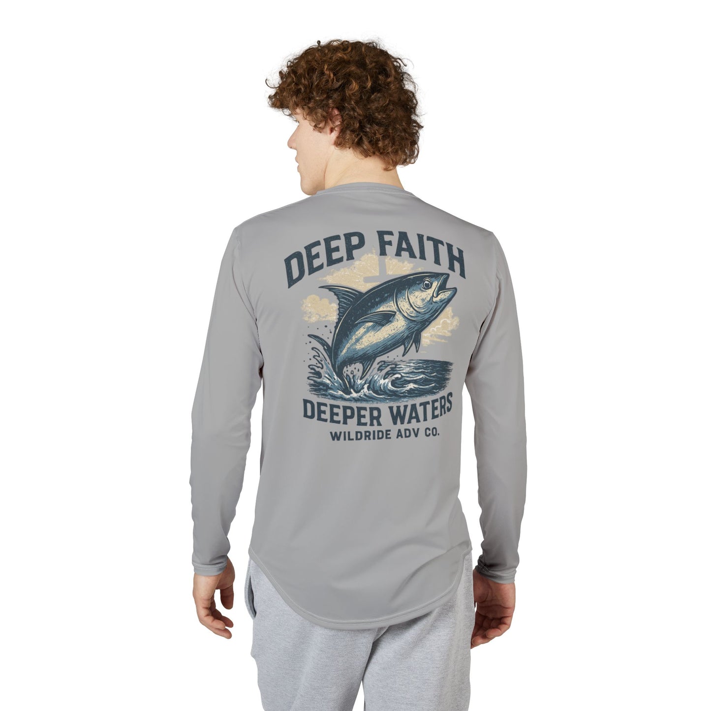 Deep Faith Deeper Waters - Tuna Graphic - Men's UV Protection Long Sleeve Shirt