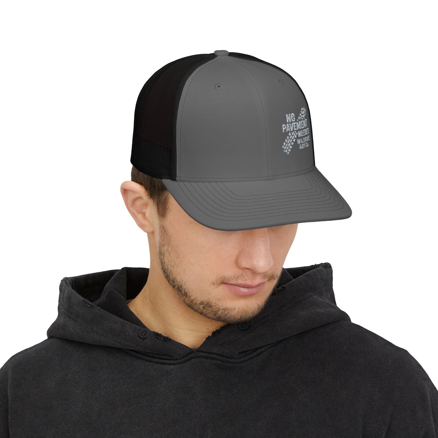 No Pavement Needed Embroidered Snapback Trucker Cap