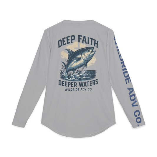 Deep Faith Deeper Waters - Tuna Graphic - Men's UV Protection Long Sleeve Shirt