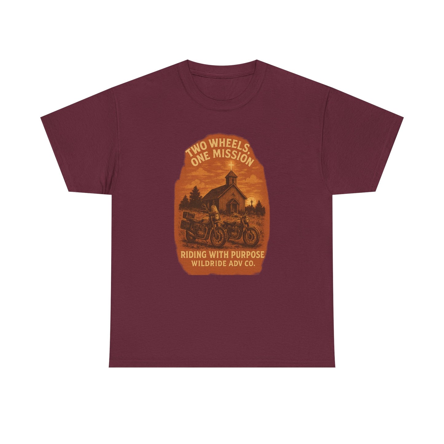 Adventure Motorcycle T-Shirt, Two Wheels One Mission Tee