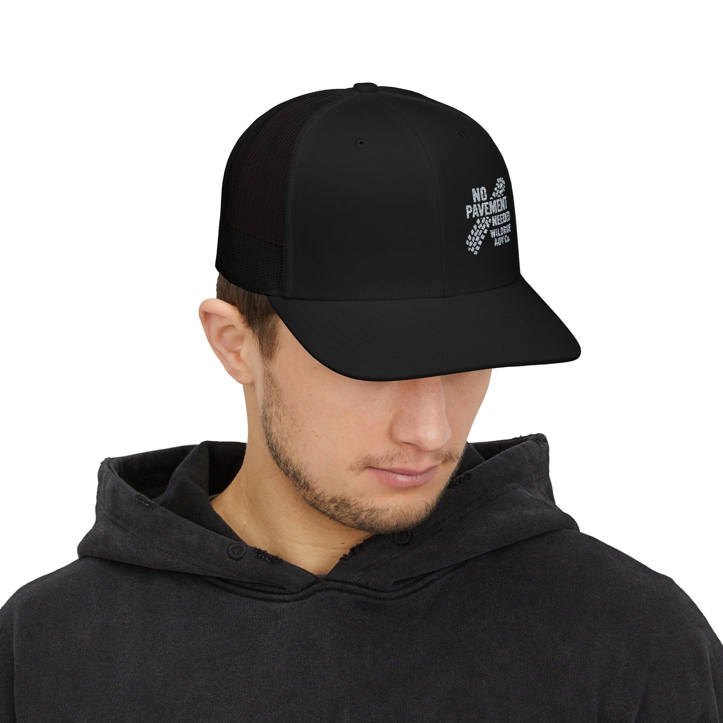 No Pavement Needed Embroidered Snapback Trucker Cap