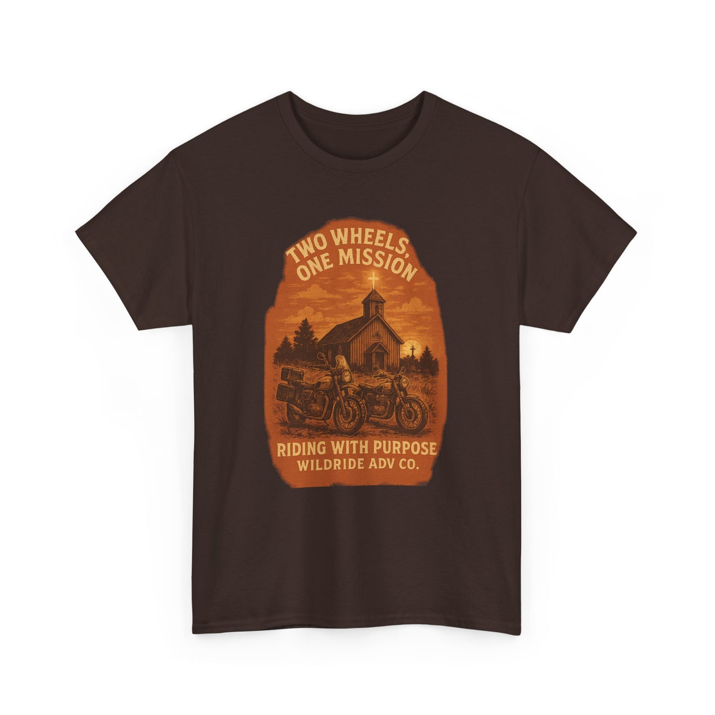 Adventure Motorcycle T-Shirt, Two Wheels One Mission Tee
