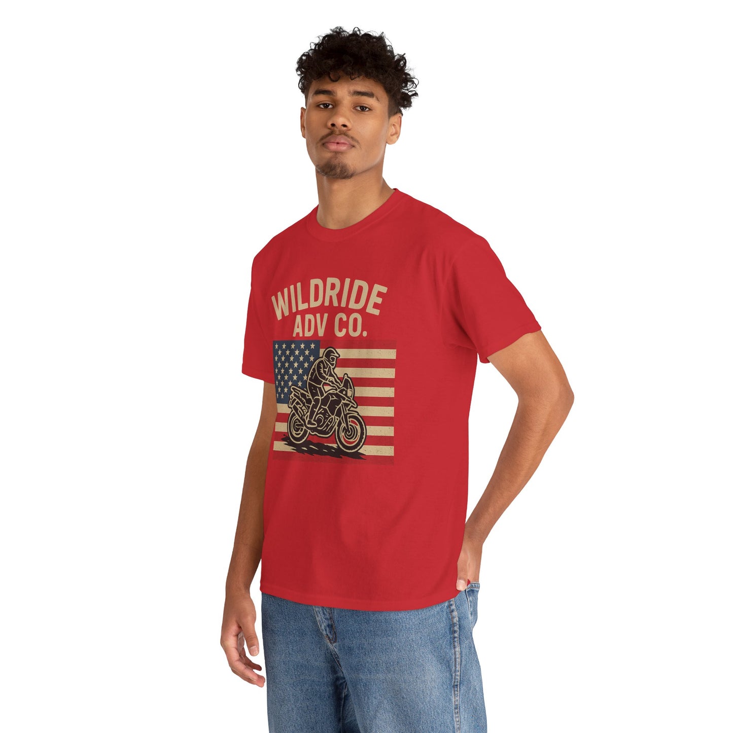 Wildride Adventure Co. Tee - Adventure Motorcycle, American Flag