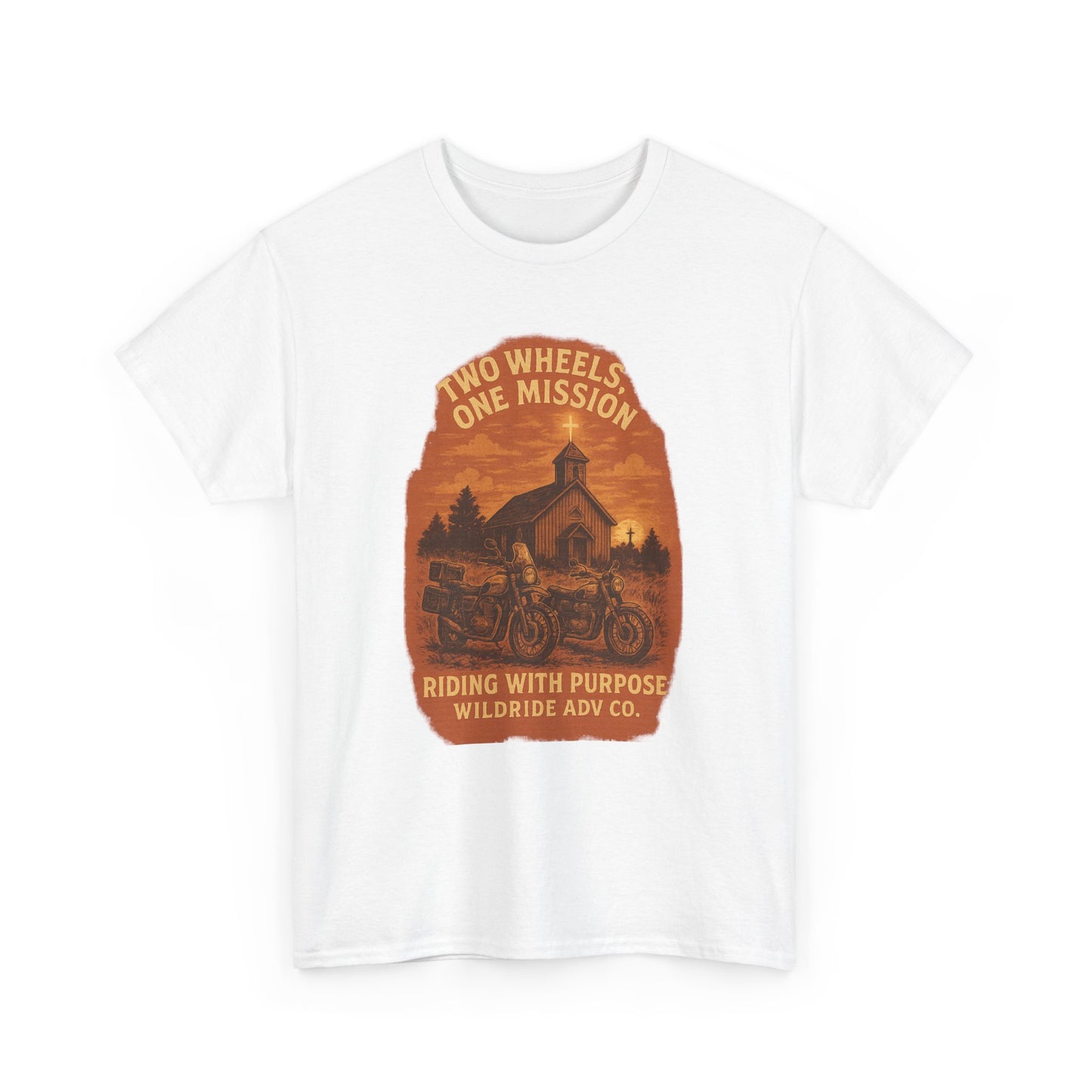 Adventure Motorcycle T-Shirt, Two Wheels One Mission Tee