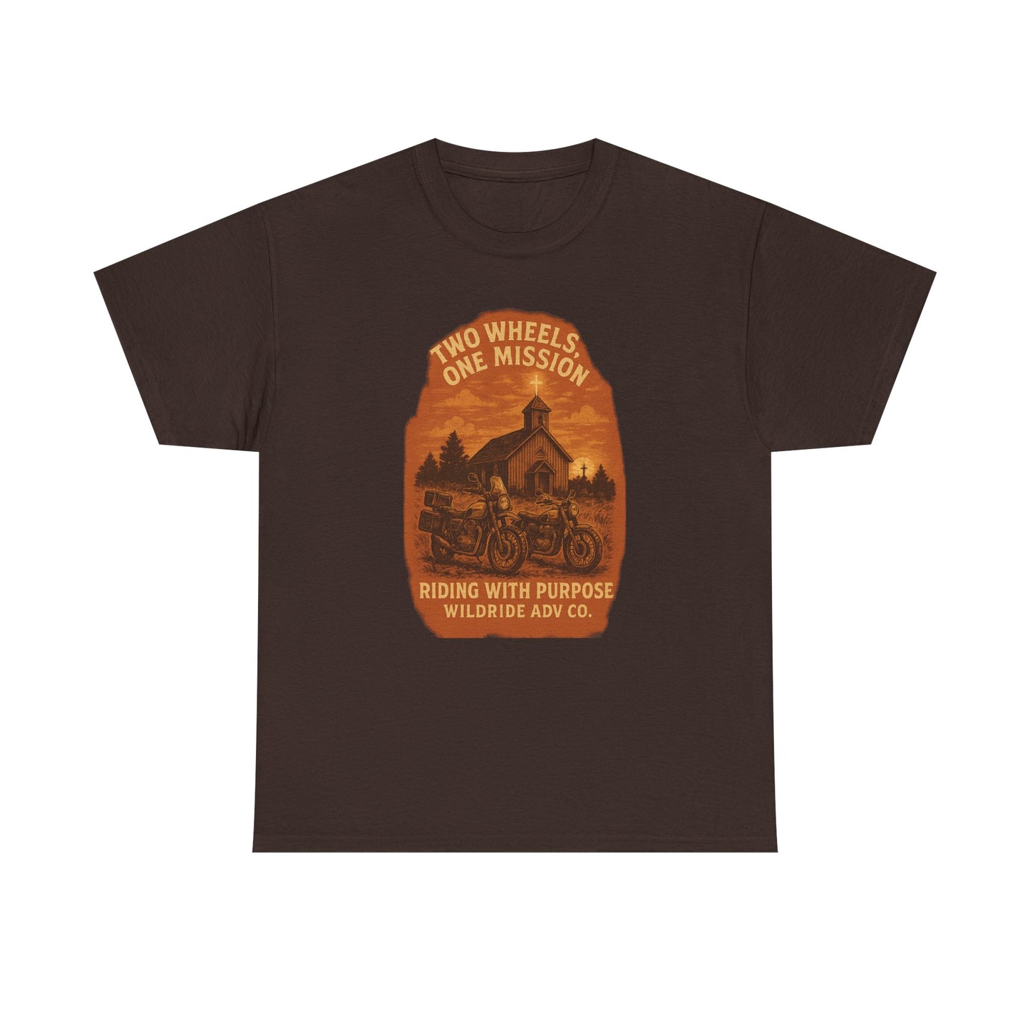 Adventure Motorcycle T-Shirt, Two Wheels One Mission Tee
