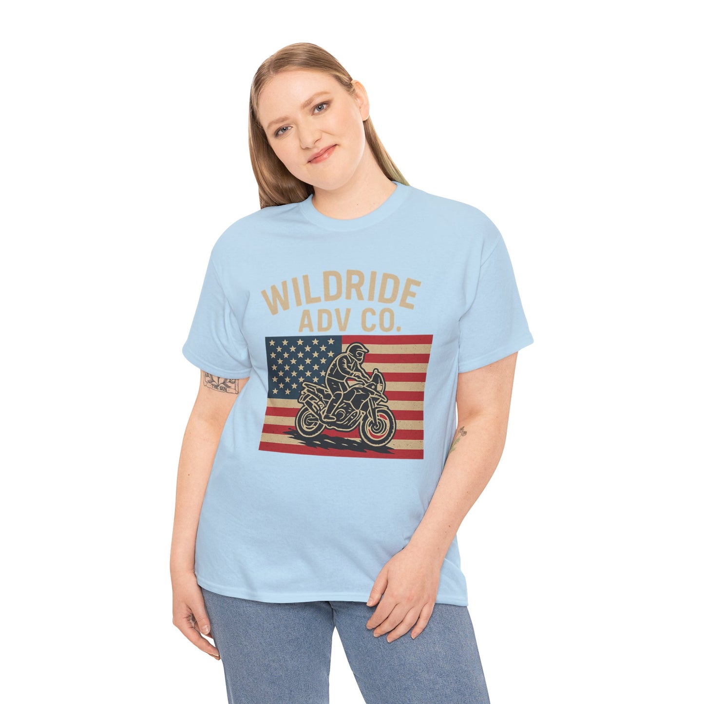 Wildride Adventure Co. Tee - Adventure Motorcycle, American Flag