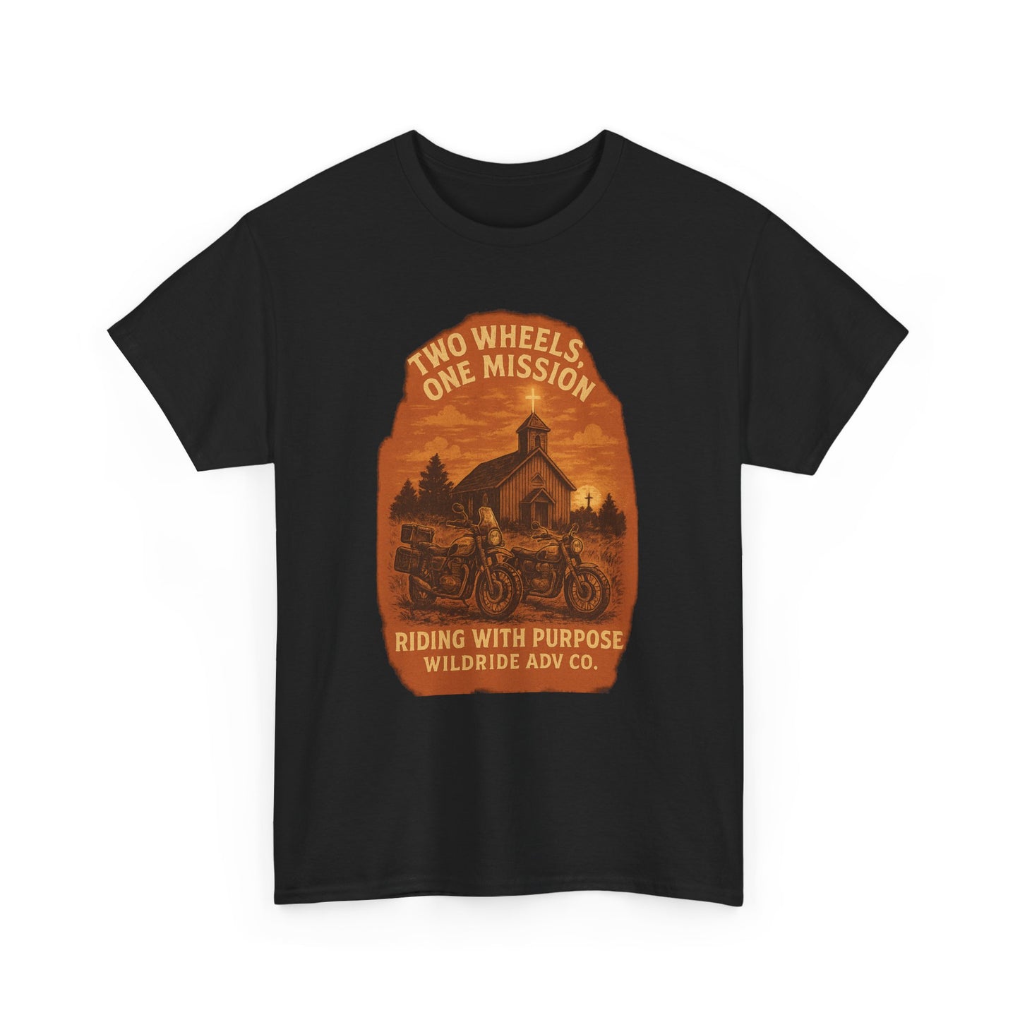 Adventure Motorcycle T-Shirt, Two Wheels One Mission Tee