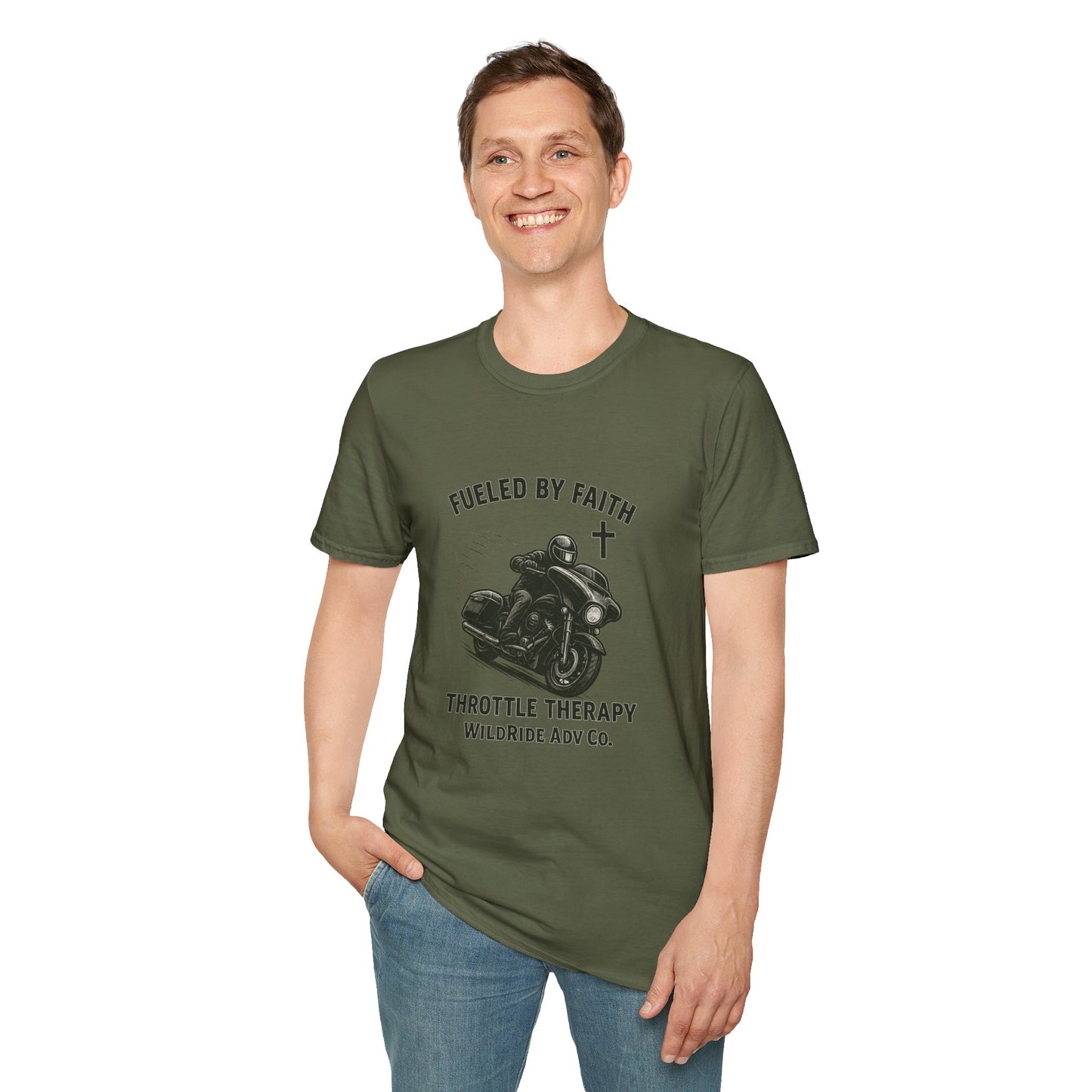 Fueled By Faith,Throttle Therapy Shirt Softstyle Tee, Bagger Edition