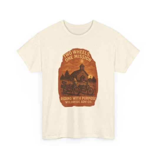 Adventure Motorcycle T-Shirt, Two Wheels One Mission Tee